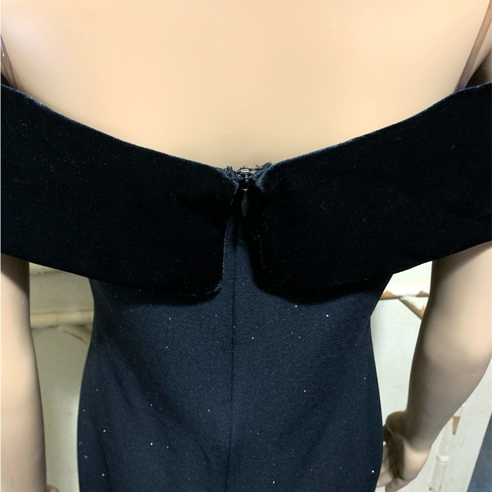 Vintage 80s 90s Off Shoulder Glitter Sparkle Mini Cocktail Dress - Picture 6 of 11